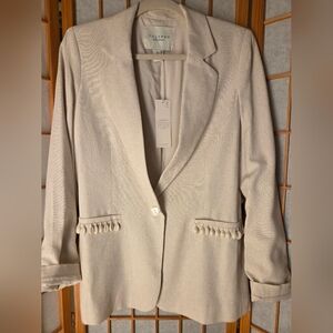 NWT WOMENS CALYPSO IVORY LINEN/VISCOSE/COTTON MIX BLAZER SIZE SMALL